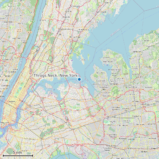 Map of Throgs Neck, New York Tide Prediction Station