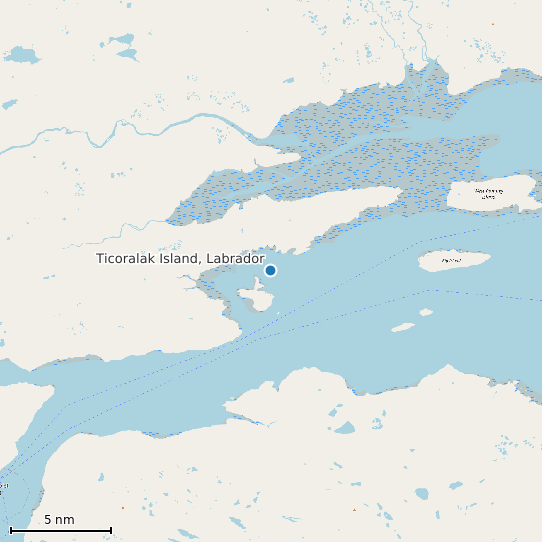 Map of Ticoralak Island, Labrador Tide Prediction Station