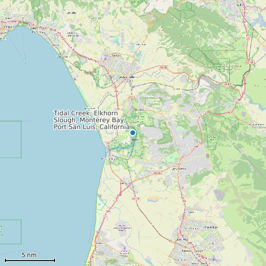 Map of Tidal Creek, Elkhorn Slough, Monterey Bay, Port San Luis, California Tide Prediction Station