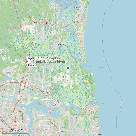 Map of Tiger Point, Pumpkin Hill Creek, Nassau River, Florida Tide Prediction Station