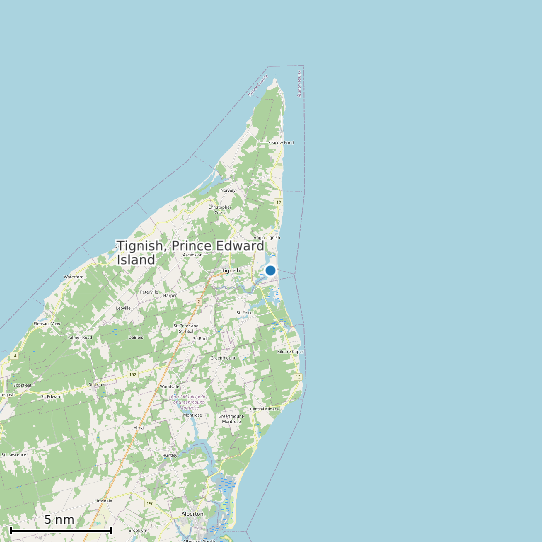Map of Tignish, Prince Edward Island Tide Prediction Station
