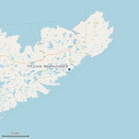 Map of Tilt Cove, Newfoundland Tide Prediction Station