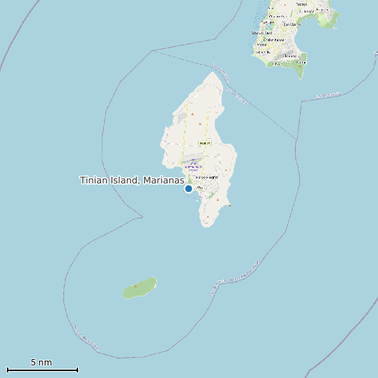 Map of Tinian Island, Marianas Tide Prediction Station
