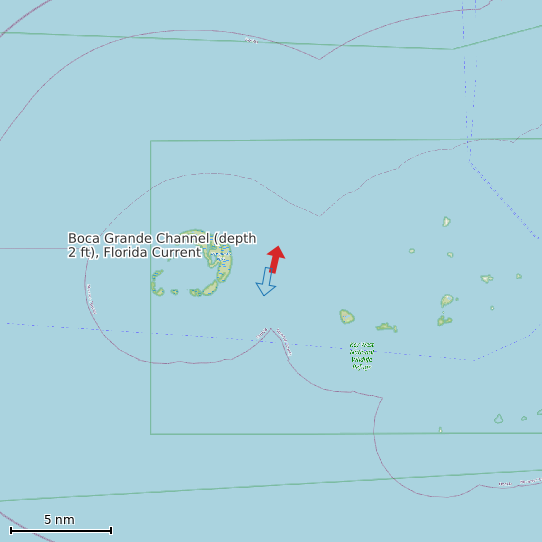 Map of Boca Grande Channel (depth 2 ft), Florida Current Prediction Station