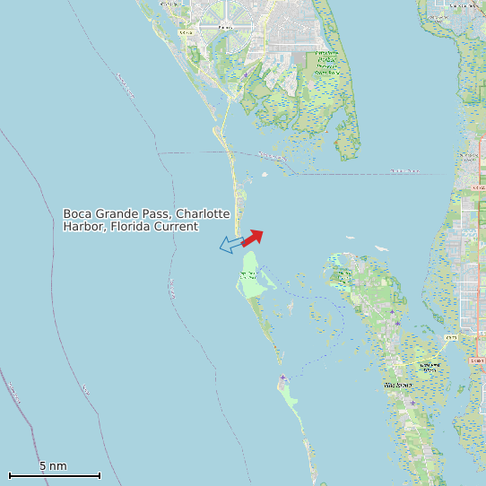 Map of Boca Grande Pass, Charlotte Harbor, Florida Current Prediction Station