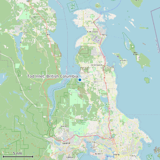 Map of Tod Inlet, British Columbia Tide Prediction Station