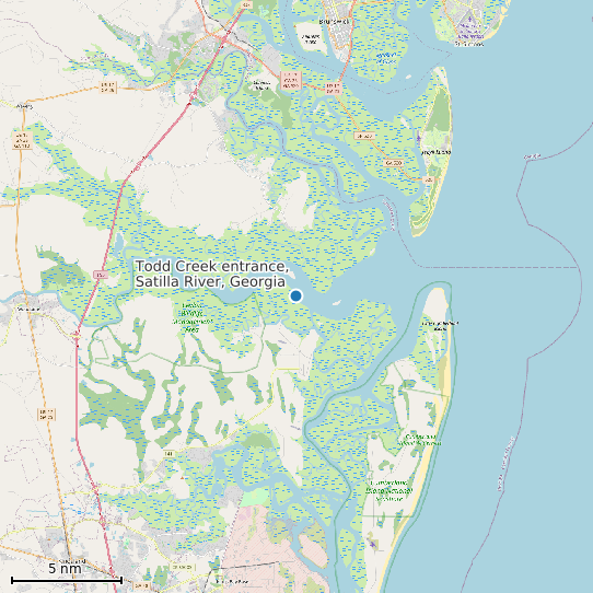 Map of Todd Creek entrance, Satilla River, Georgia Tide Prediction Station