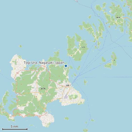 Map of Togi Ura, Nagasaki, Japan Tide Prediction Station