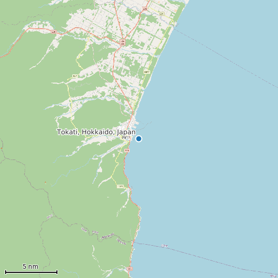 Map of Tokati, Hokkaido, Japan Tide Prediction Station