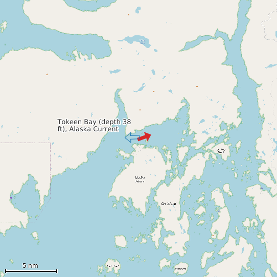 Map of Tokeen Bay (depth 38 ft), Alaska Current Prediction Station
