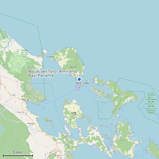Map of Bocas del Toro, Almirante Bay, Panama Tide Prediction Station
