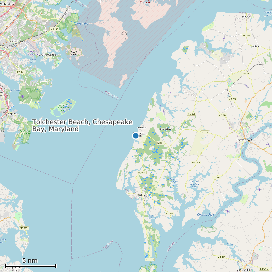 Map of Tolchester Beach, Chesapeake Bay, Maryland Tide Prediction Station