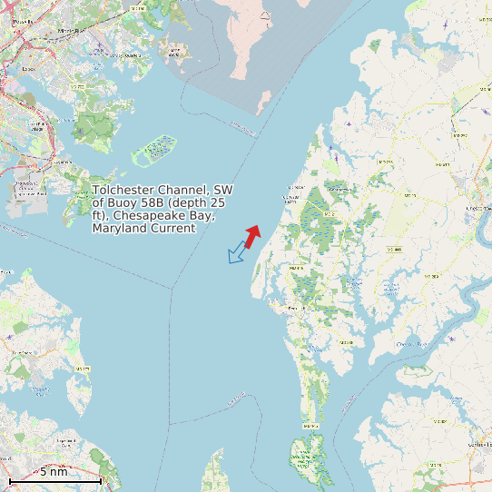 Map of Tolchester Channel, SW of Buoy 58B (depth 25 ft), Chesapeake Bay, Maryland Current Prediction Station