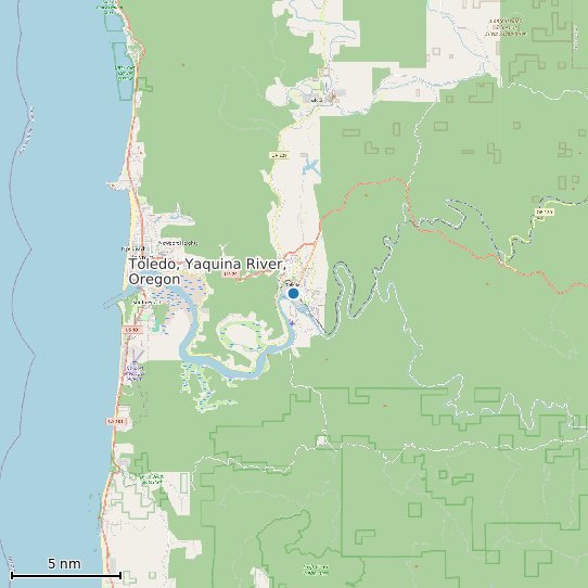 Map of Toledo, Yaquina River, Oregon Tide Prediction Station