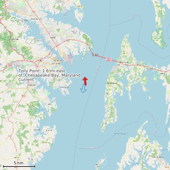 Map of Tolly Point, 1.6 mi east of, Chesapeake Bay, Maryland Current Prediction Station