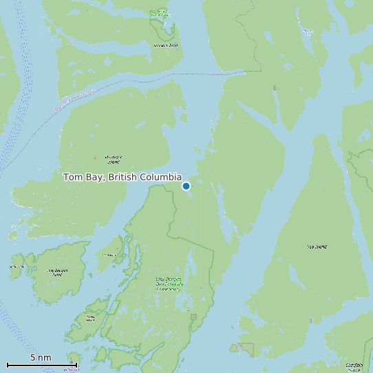 Map of Tom Bay, British Columbia Tide Prediction Station