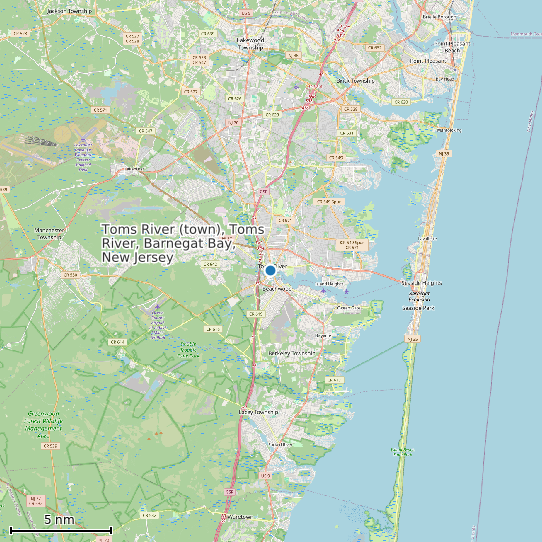 Map of Toms River (town), Toms River, Barnegat Bay, New Jersey Tide Prediction Station