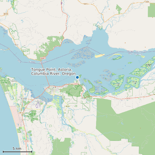 Map of Tongue Point, Astoria, Columbia River, Oregon Tide Prediction Station