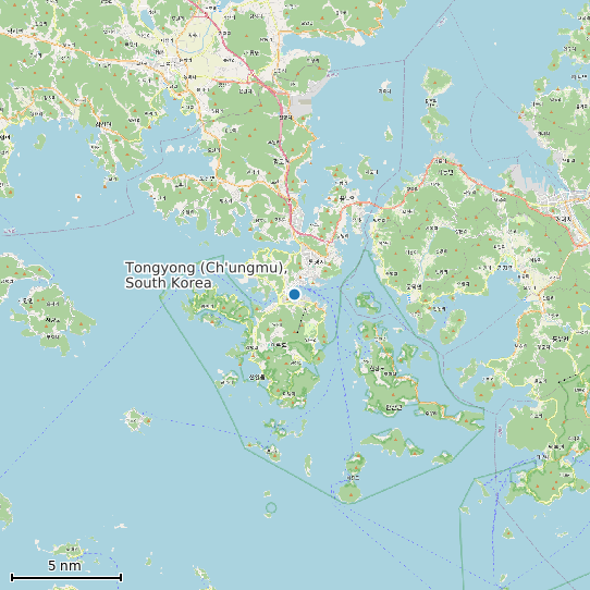 Map of Tongyong (Ch'ungmu), South Korea Tide Prediction Station