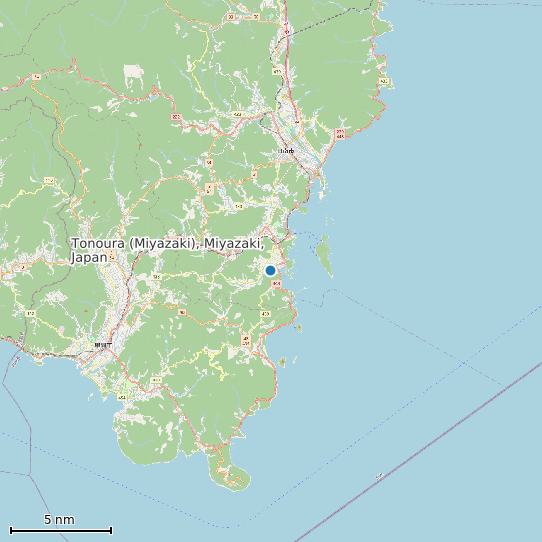 Map of Tonoura (Miyazaki), Miyazaki, Japan Tide Prediction Station