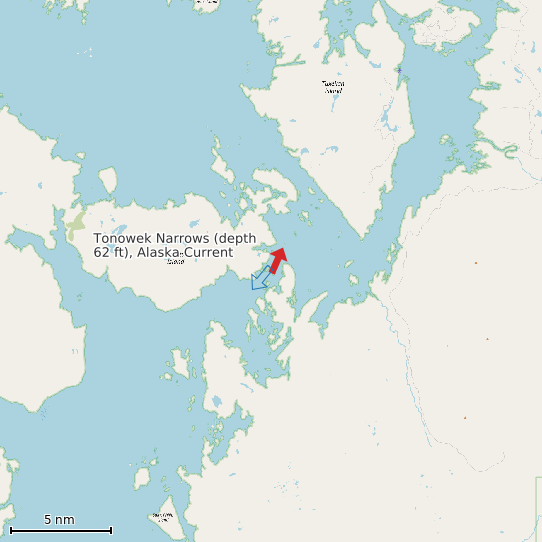 Map of Tonowek Narrows (depth 62 ft), Alaska Current Prediction Station