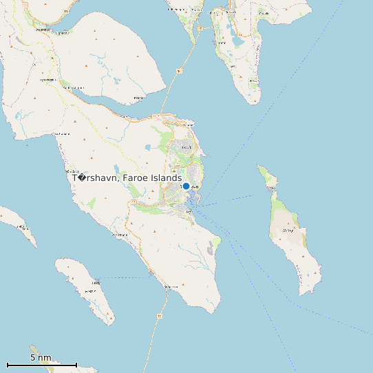 Map of T�rshavn, Faroe Islands Tide Prediction Station