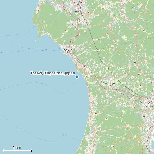 Map of Tosaki, Kagosima, Japan Tide Prediction Station