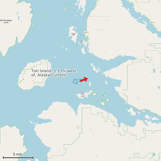 Map of Toti Island, 1.1 mi west of, Alaska Current Prediction Station