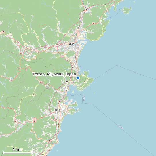 Map of Totoro, Miyazaki, Japan Tide Prediction Station