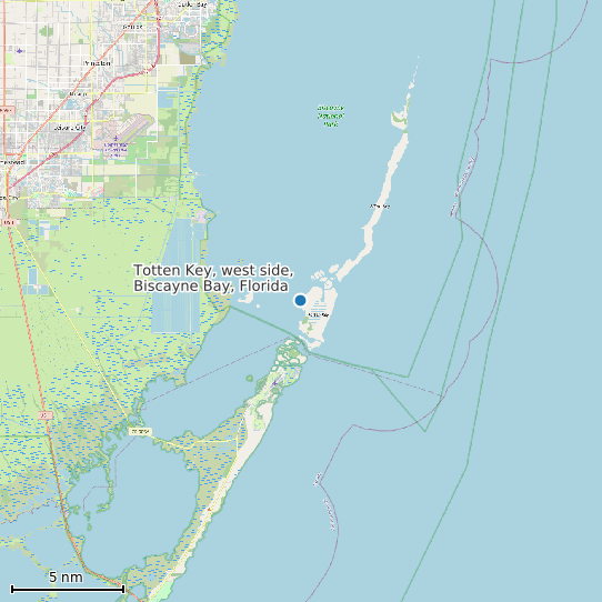 Map of Totten Key, west side, Biscayne Bay, Florida Tide Prediction Station