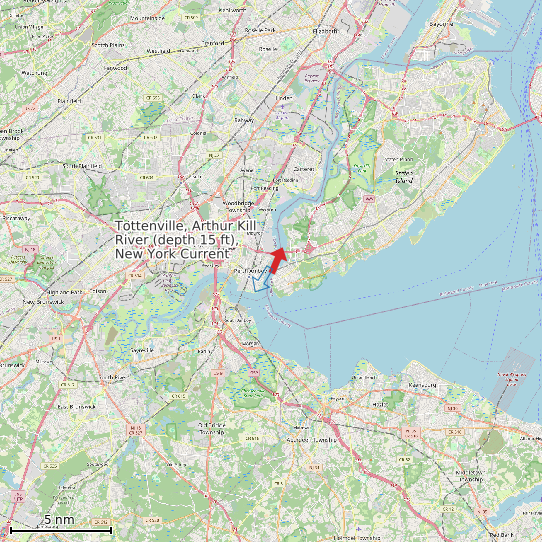 Map of Tottenville, Arthur Kill River (depth 15 ft), New York Current Prediction Station