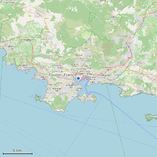 Map of Toulon, France Tide Prediction Station