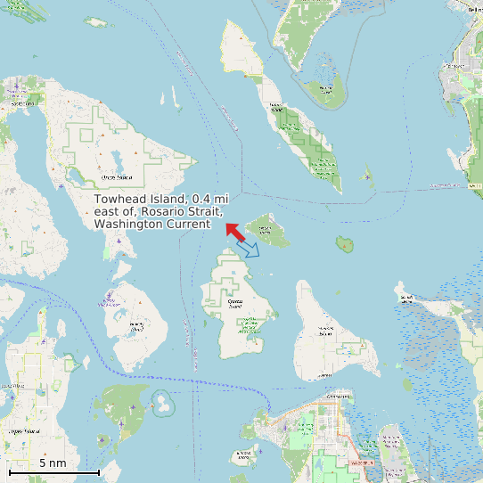 Map of Towhead Island, 0.4 mi east of, Rosario Strait, Washington Current Prediction Station