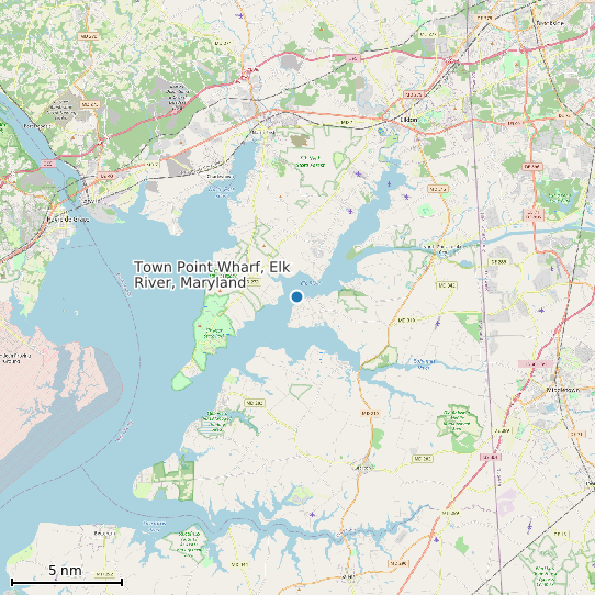 Map of Town Point Wharf, Elk River, Maryland Tide Prediction Station