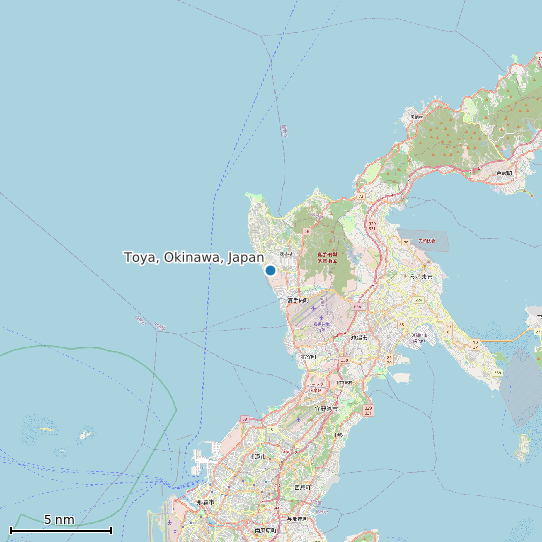 Map of Toya, Okinawa, Japan Tide Prediction Station