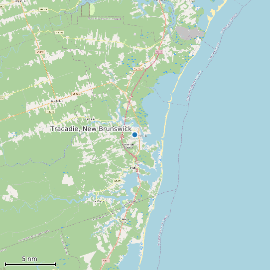 Map of Tracadie, New Brunswick Tide Prediction Station
