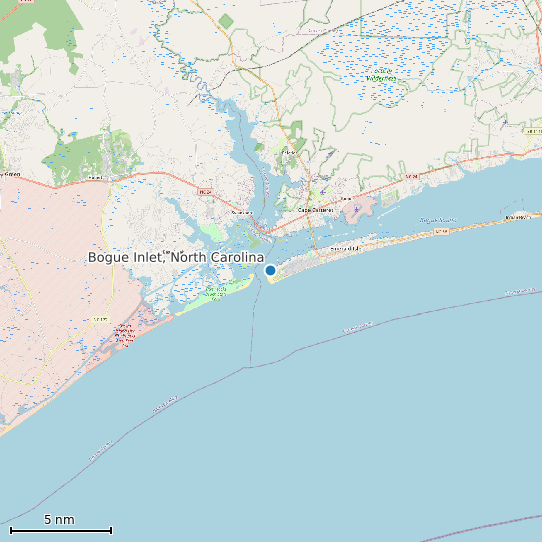 Map of Bogue Inlet, North Carolina Tide Prediction Station