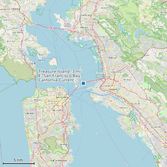 Map of Treasure Island .3 mi E, San Francisco Bay, California Current Prediction Station