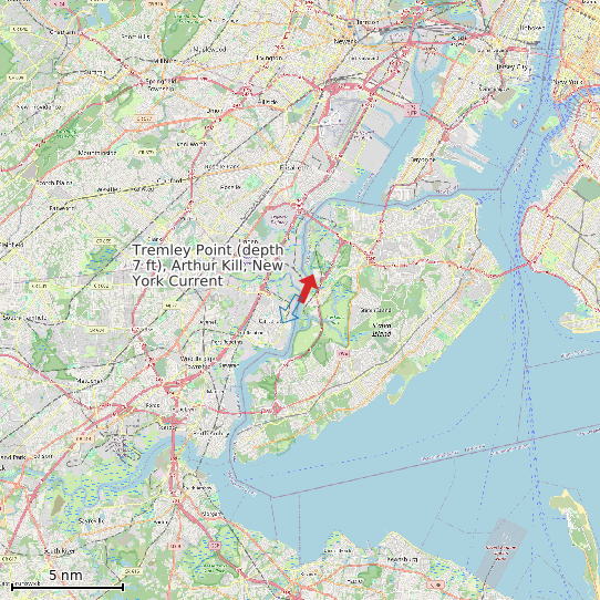 Map of Tremley Point (depth 7 ft), Arthur Kill, New York Current Prediction Station