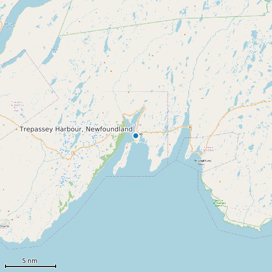 Map of Trepassey Harbour, Newfoundland Tide Prediction Station