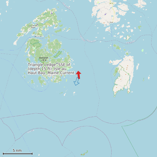 Map of Triangle Ledge, SSE of (depth 15 ft), Isle au Haut Bay, Maine Current Prediction Station