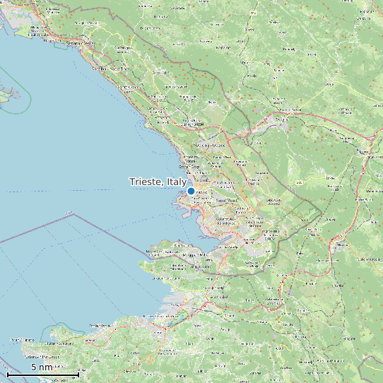 Map of Trieste, Italy Tide Prediction Station