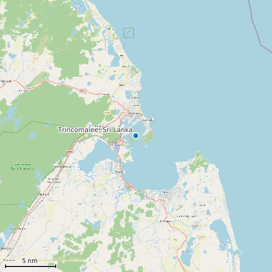 Map of Trincomalee, Sri Lanka Tide Prediction Station