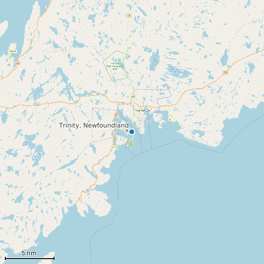 Map of Trinity, Newfoundland Tide Prediction Station