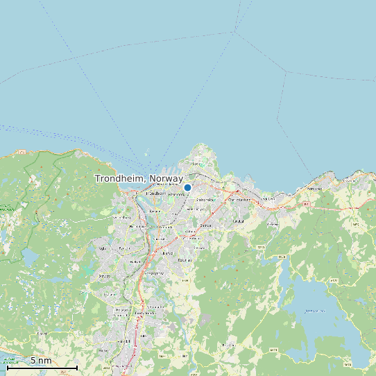 Map of Trondheim, Norway Tide Prediction Station