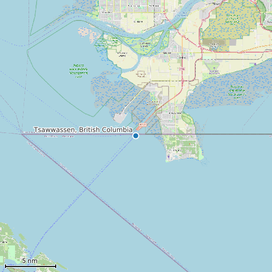 Map of Tsawwassen, British Columbia Tide Prediction Station