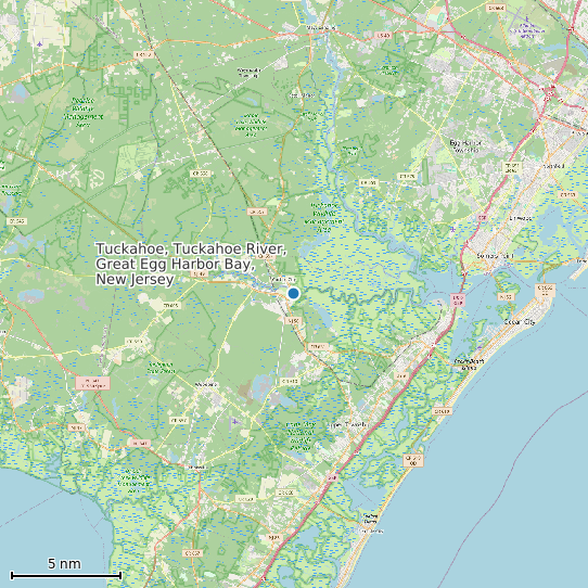 Map of Tuckahoe, Tuckahoe River, Great Egg Harbor Bay, New Jersey Tide Prediction Station