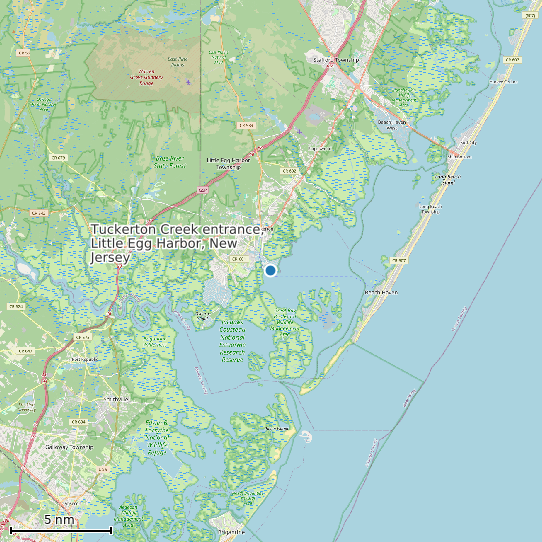 Map of Tuckerton Creek entrance, Little Egg Harbor, New Jersey Tide Prediction Station