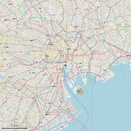 Map of Tukizi, Tokyo, Japan Tide Prediction Station