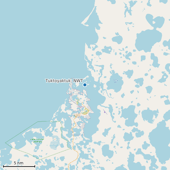 Map of Tuktoyaktuk, NWT Tide Prediction Station